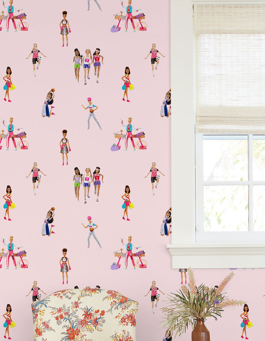 はがせる シール壁紙 wallshoppe / Barbie x wallshoppe / Barbie The Athlete Pink