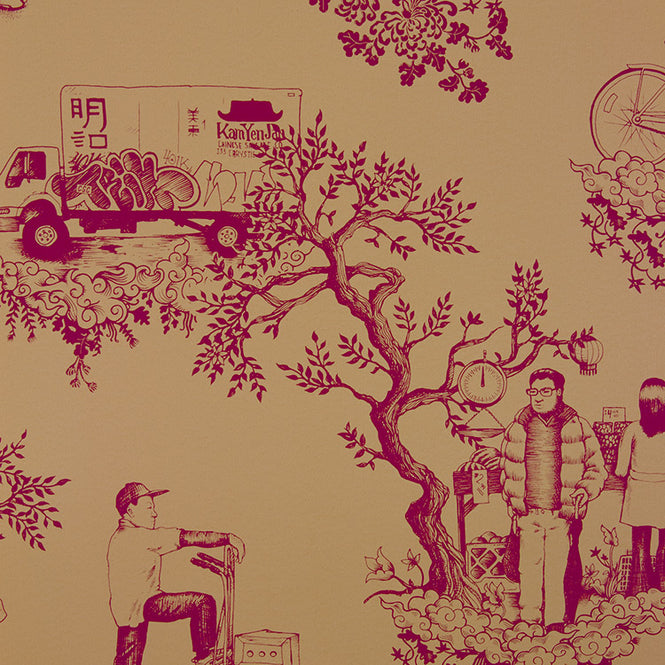Flavor Paper CHINATOWN TOILE / Rouge On Matte Gold Mylar