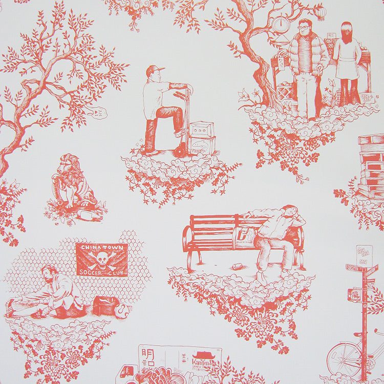 Flavor Paper CHINATOWN TOILE / Soft Red On Ivory Clay Coated paper