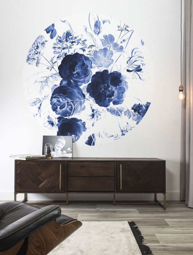 KEK Amsterdam / FLORA & FAUNA / WALLPAPER CIRCLES ROYAL BLUE FLOWERS CK-001