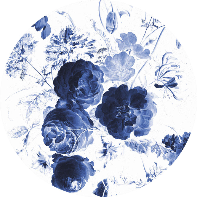 KEK Amsterdam / FLORA & FAUNA / WALLPAPER CIRCLES ROYAL BLUE FLOWERS CK-001