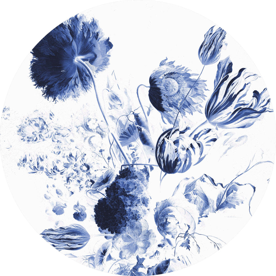 KEK Amsterdam / FLORA & FAUNA / WALLPAPER CIRCLES ROYAL BLUE FLOWERS CK-002