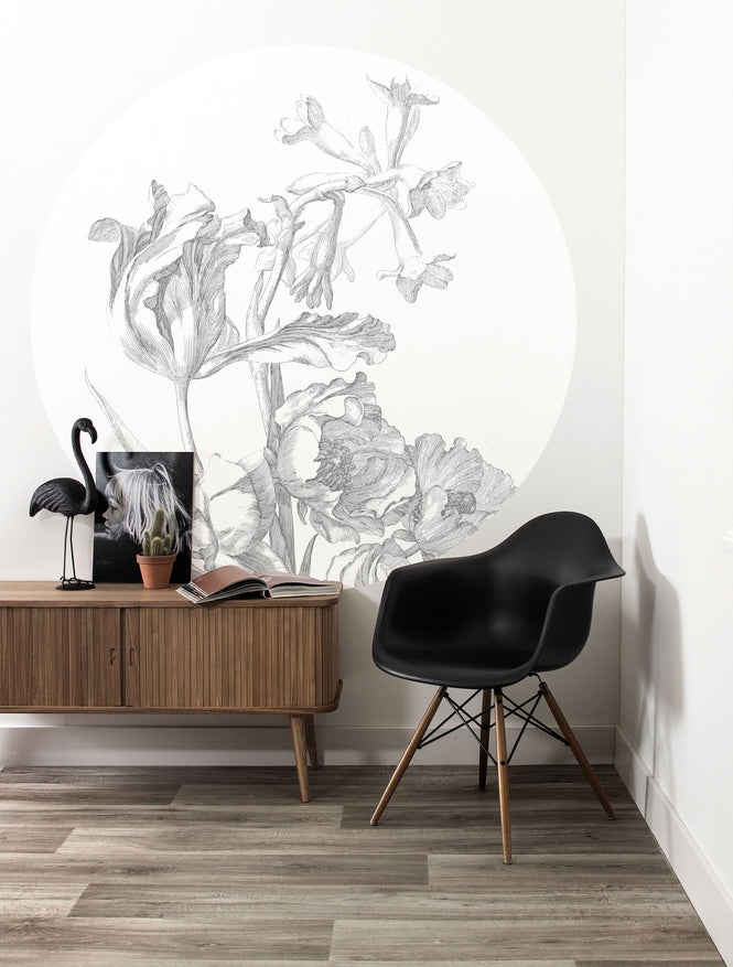 KEK Amsterdam / LANDSCAPES & MARBLE / WALLPAPER CIRCLES ENGRAVED FLOWERS CK-059