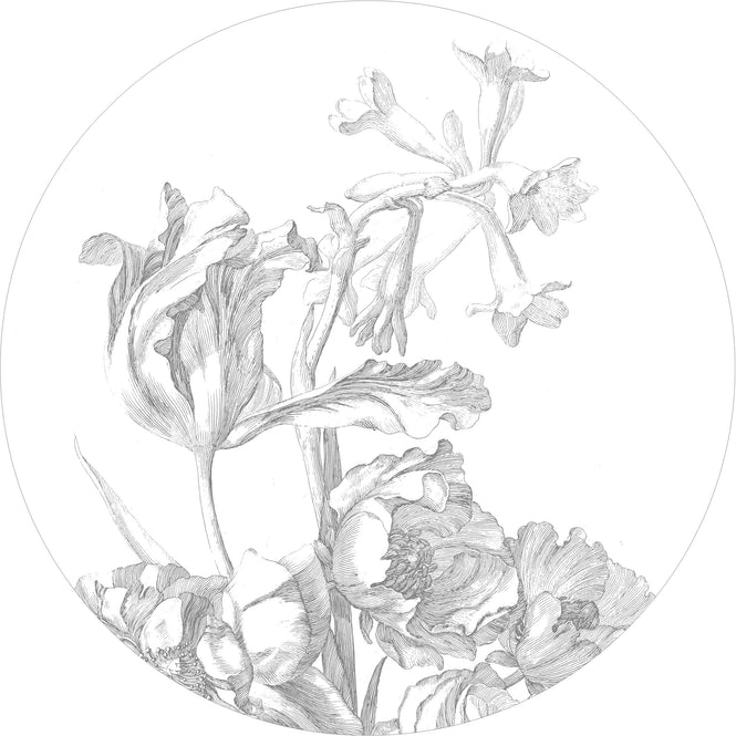 KEK Amsterdam / LANDSCAPES & MARBLE / WALLPAPER CIRCLES ENGRAVED FLOWERS CK-059