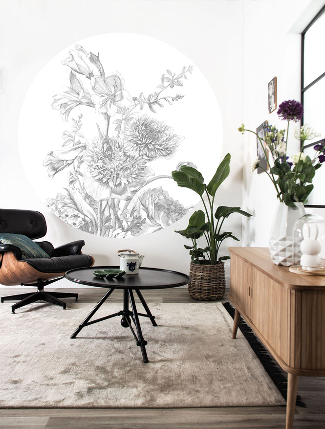 KEK Amsterdam / LANDSCAPES & MARBLE / WALLPAPER CIRCLES ENGRAVED FLOWERS CK-061