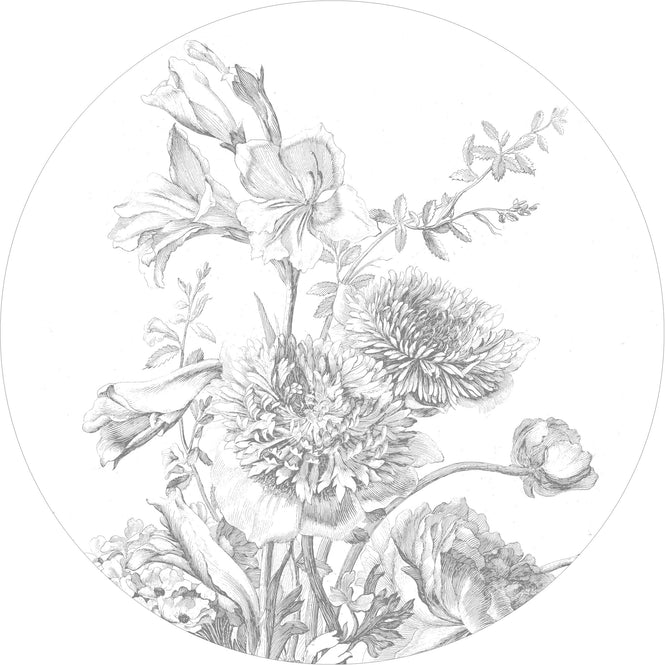 KEK Amsterdam / LANDSCAPES & MARBLE / WALLPAPER CIRCLES ENGRAVED FLOWERS CK-061