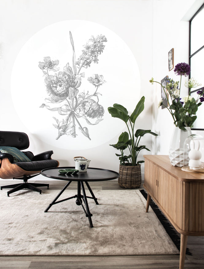 KEK Amsterdam / LANDSCAPES & MARBLE / WALLPAPER CIRCLES ENGRAVED FLOWERS CK-064