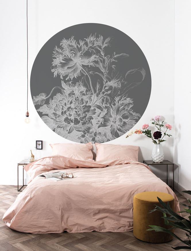 KEK Amsterdam / LANDSCAPES & MARBLE / WALLPAPER CIRCLES ENGRAVED FLOWERS CK-065