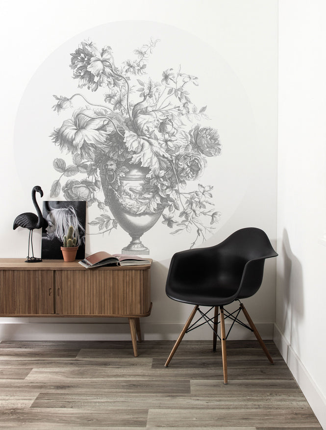 KEK Amsterdam / LANDSCAPES & MARBLE / WALLPAPER CIRCLES ENGRAVED FLOWERS CK-068