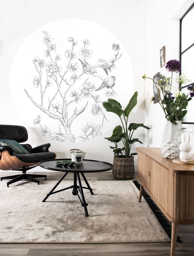 KEK Amsterdam / LANDSCAPES & MARBLE / WALLPAPER CIRCLES ENGRAVED FLOWERS CK-069