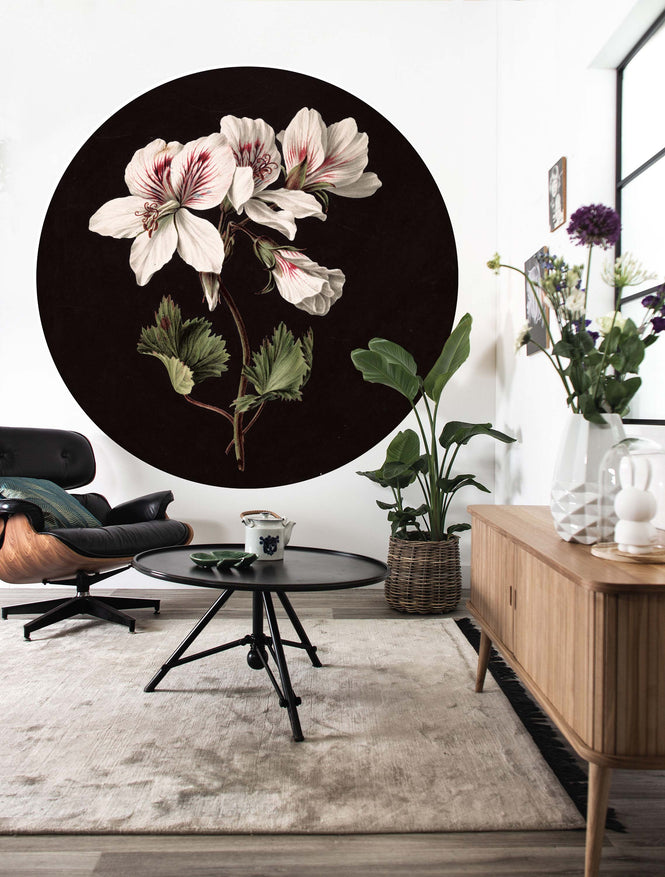 KEK Amsterdam / LANDSCAPES & MARBLE / WALLPAPER CIRCLES WHITE FLOWERS CK-071