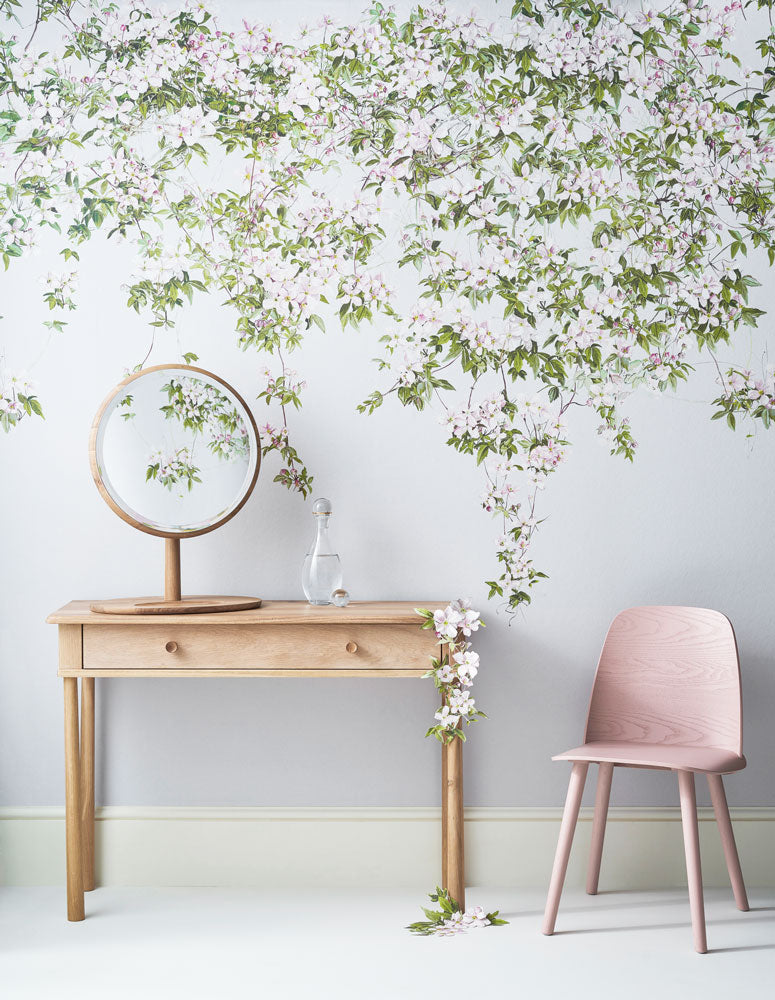 Sian Zeng / Clematis Mural Wallpaper / Dusty Blue ClemB 【3パネル1