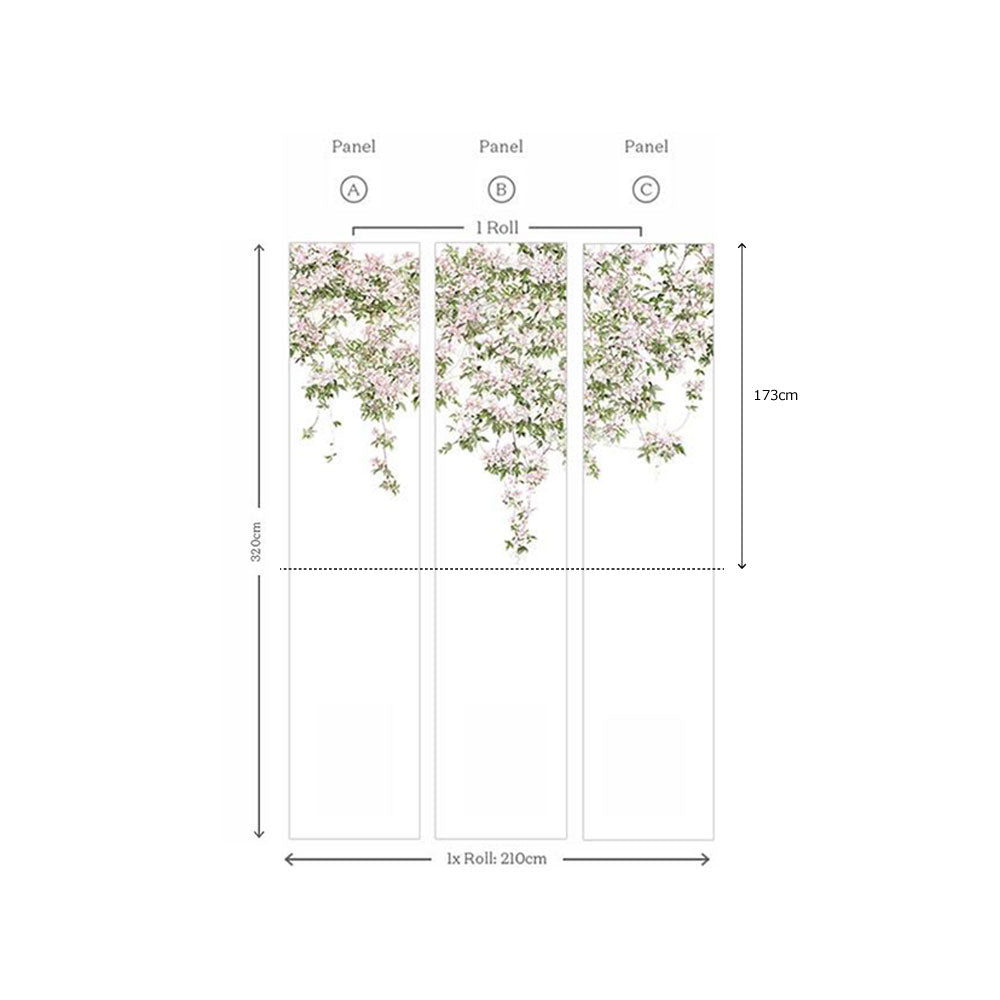 Sian Zeng / Clematis Mural Wallpaper / Dusty Blue ClemB 【3パネル1