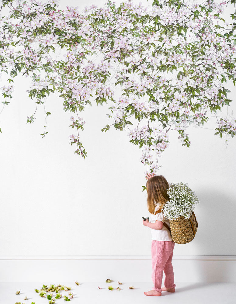 Sian Zeng / Clematis Mural Wallpaper / White ClemW 【3パネル1