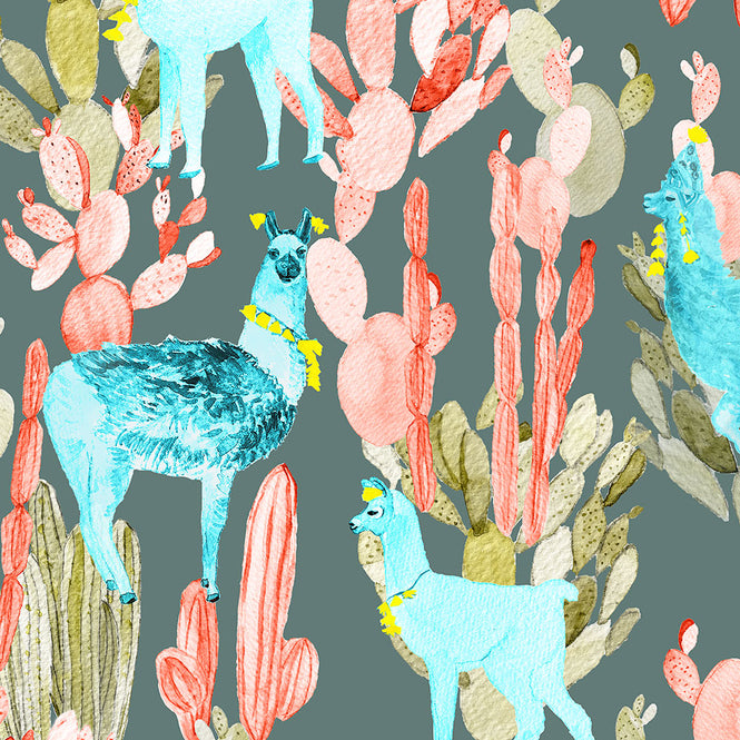 KARIOKAS / ALTIPLANO Coral Lamas on Dark Green WallP-ALTI-CLDG-04