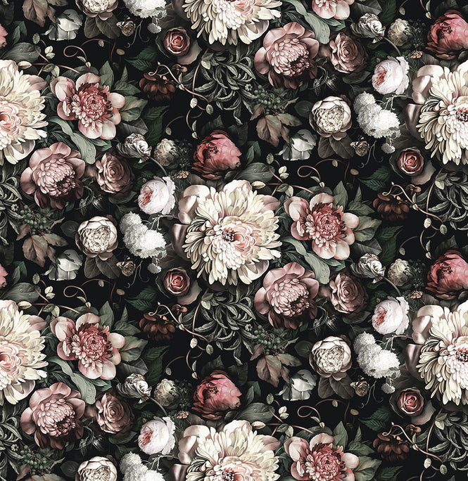 Ellie Cashman / Dark Floral Ⅱ Wallpaper / Black Saturated 【Fullセット(6パネル)】