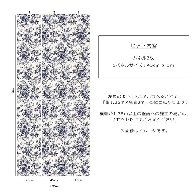 【限定数】House of Hackney / Dalston Rose Navy 【3パネル1セット】