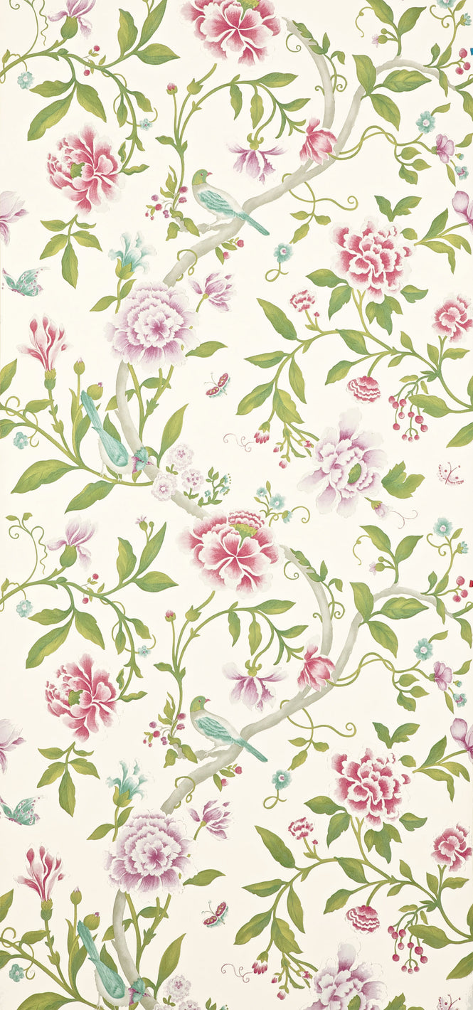 Sanderson / ONE SIXTY WALLPAPER COLLECTION / Porcelain Garden Magenta / Leaf DCAVPO106
