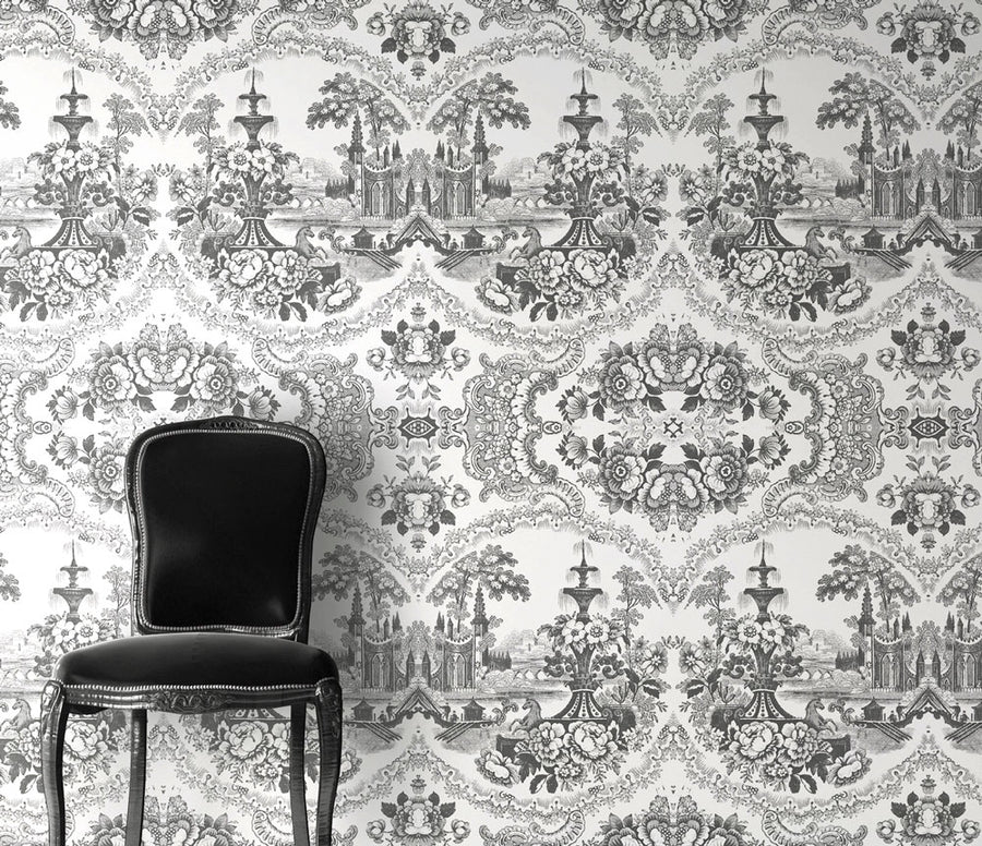 mineheart / Delft Baroque Wallpaper - Black WAL/128