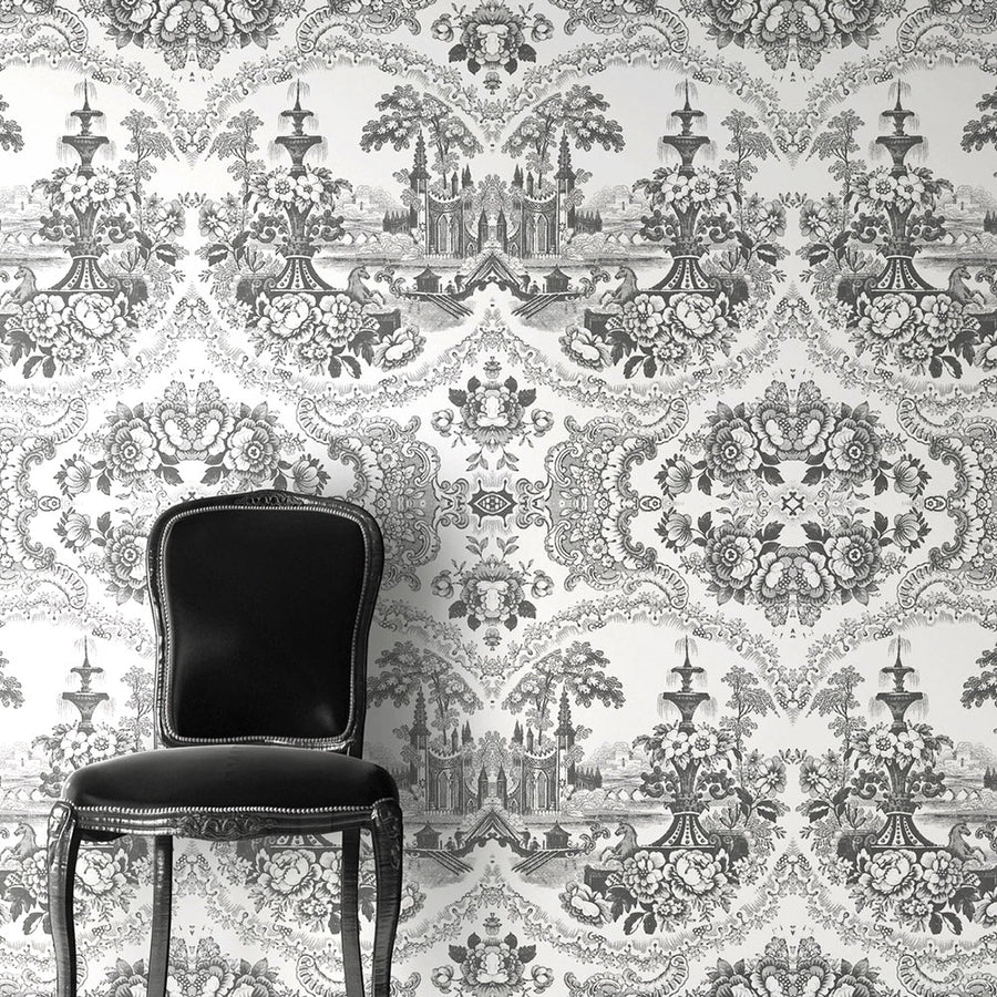 mineheart / Delft Baroque Wallpaper - Black WAL/128