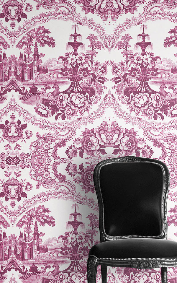 mineheart / Delft Baroque Wallpaper - Pink WAL/129