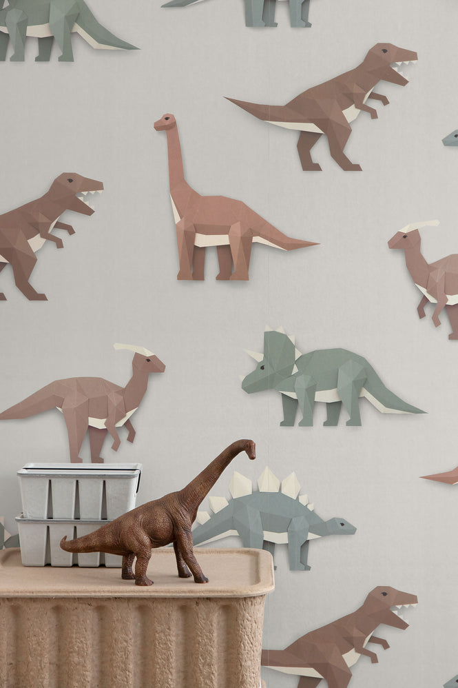studio ditte / Dinosaur wallpaper / light grey 【2パネル1セット】