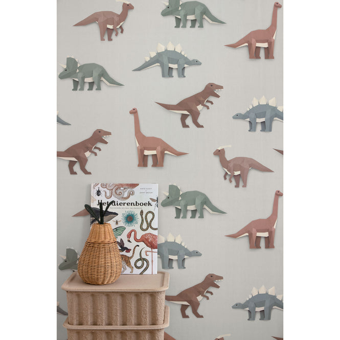 studio ditte / Dinosaur wallpaper / light grey 【2パネル1セット】