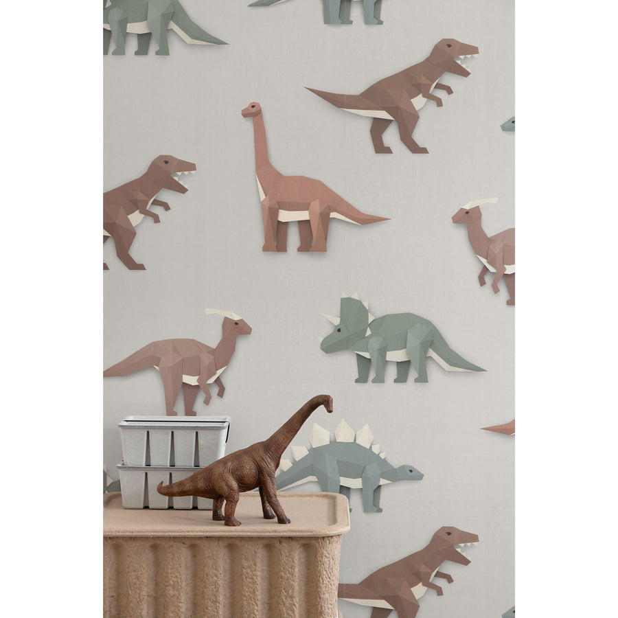 studio ditte / Dinosaur wallpaper / light grey 【2パネル1セット】