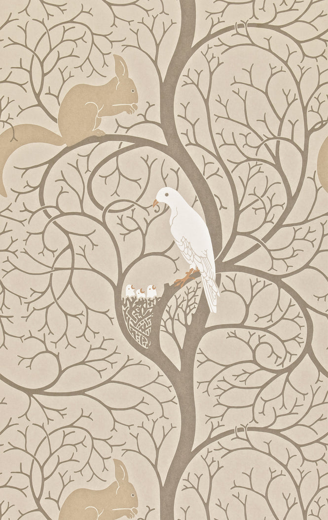 Sanderson / ONE SIXTY WALLPAPER COLLECTION / Squirrel & Dove Linen / Ivory DVIWSQ101