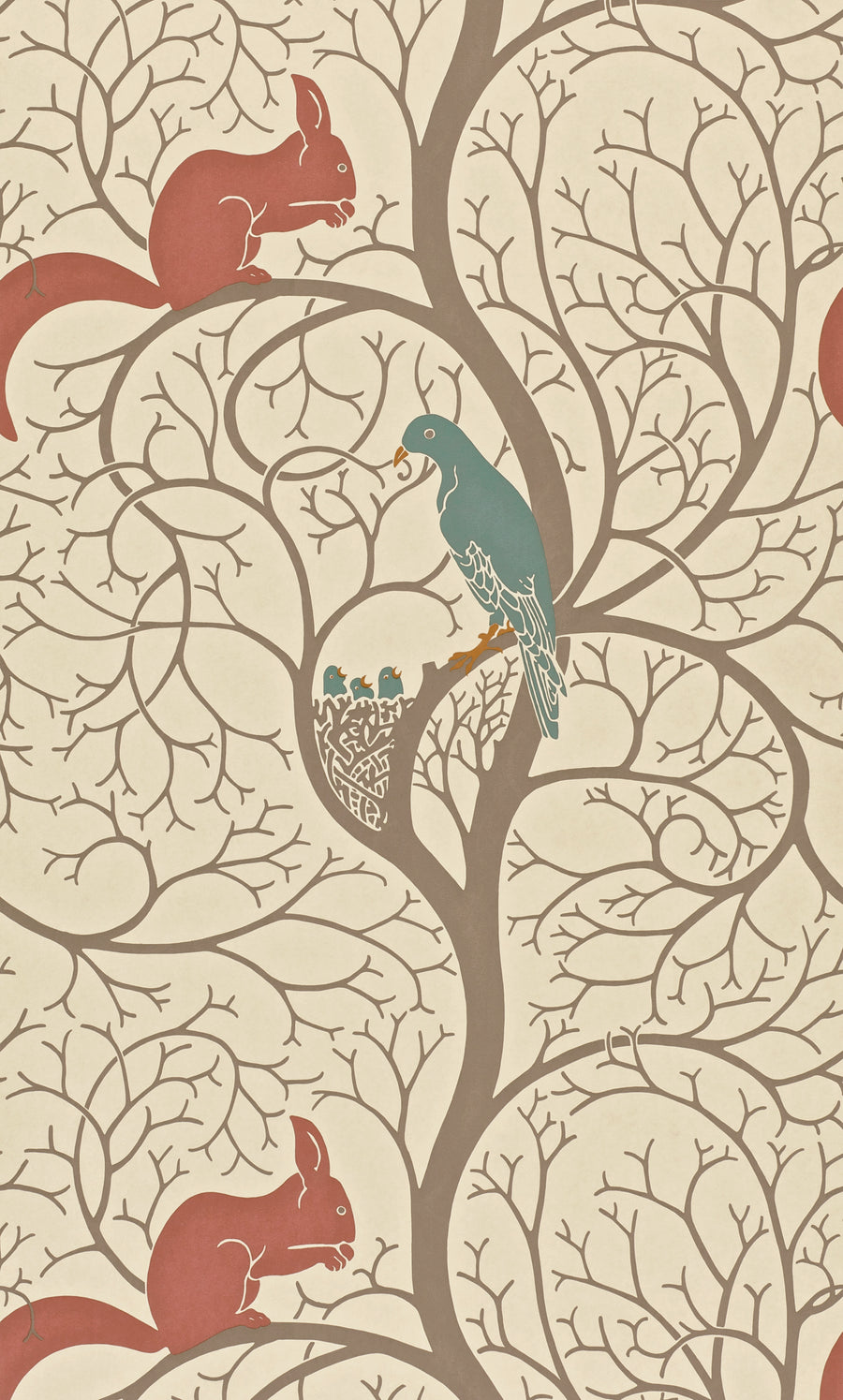 Sanderson / ONE SIXTY WALLPAPER COLLECTION / Squirrel & Dove Teal / Red DVIWSQ102