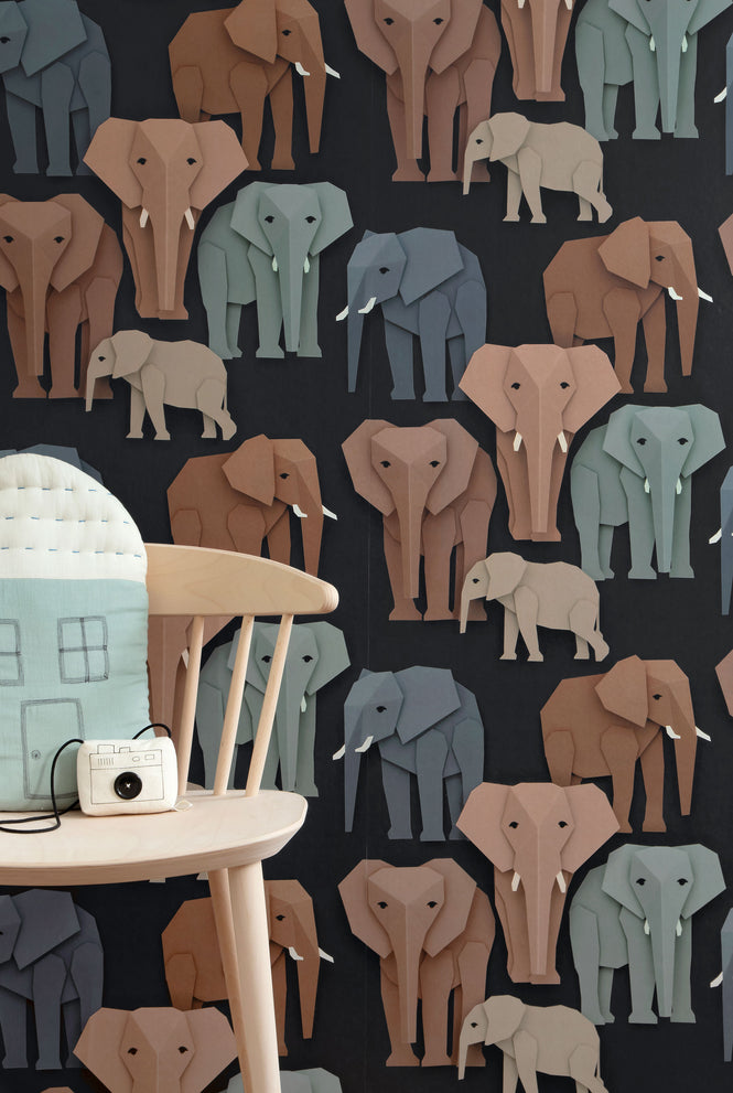 studio ditte / Elephant wallpaper【2パネル1セット】