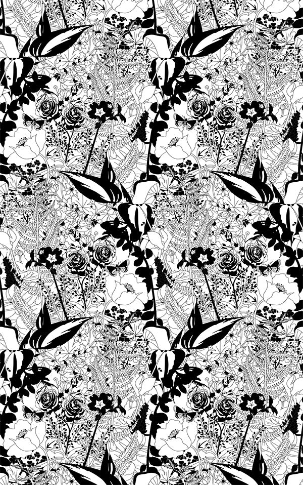 Dupenny English Garden / Black and White