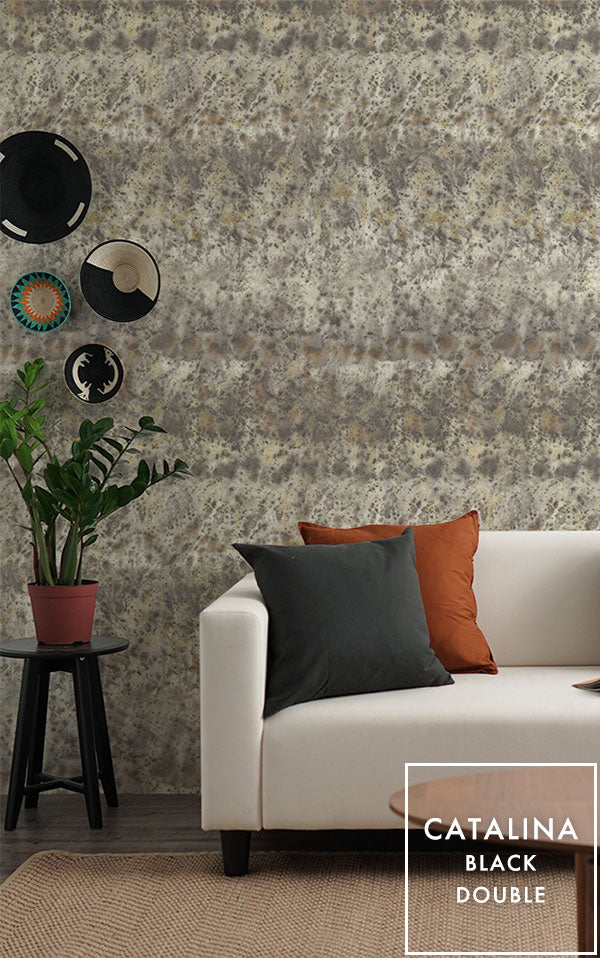 【Flax Wallpaper】Eso Studio / CATALINA / BLACK ダブル FWP-ESO-03D【2パネル1セット】