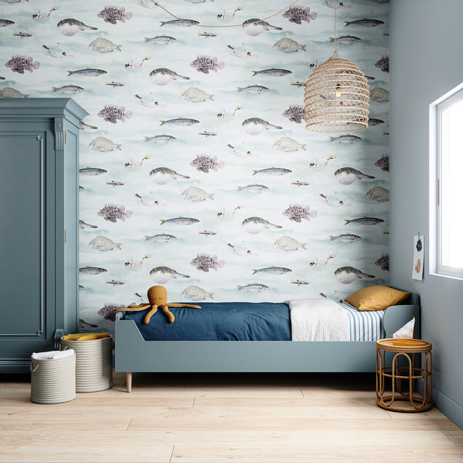 Sian Zeng / Fish Wallpaper / Blue Green FISHBG