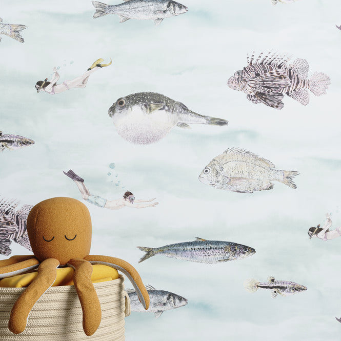 Sian Zeng / Fish Wallpaper / Blue Green FISHBG