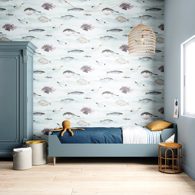 Sian Zeng / Fish Wallpaper / Blue Green FISHBG