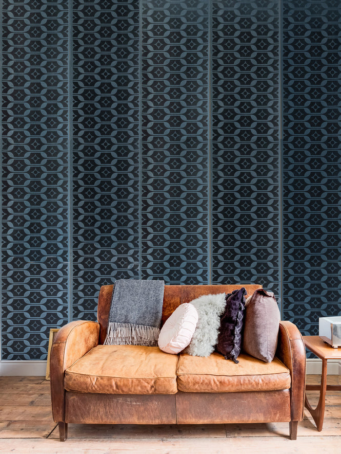 Deborah Bowness / HEIRLOOM / Flatware wallpaper Midnight blue