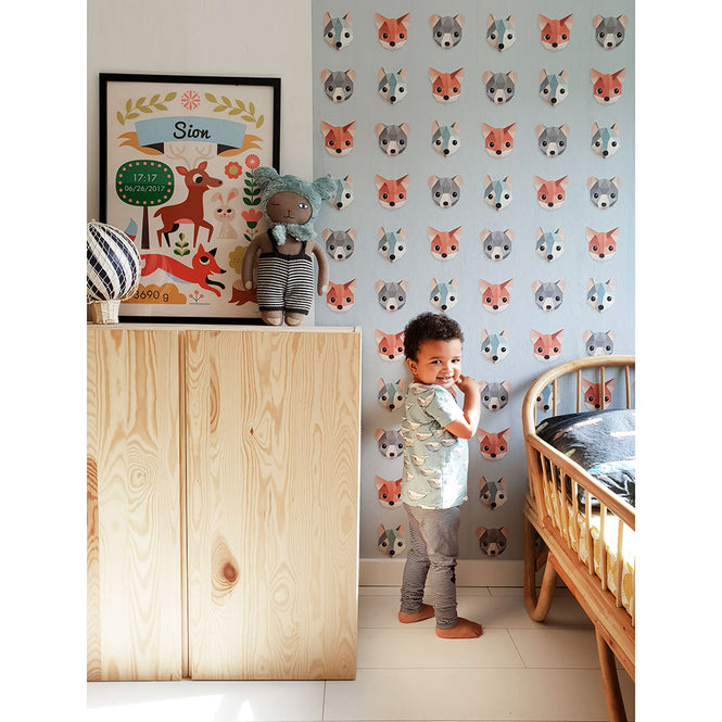 studio ditte / Forest animals wallpaper / Ice blue【2パネル1セット】