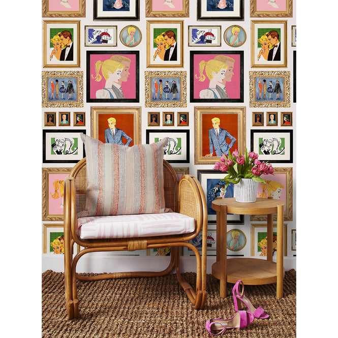 はがせる シール壁紙 wallshoppe / Barbie x wallshoppe / Gallery Walls Illustrated Cream