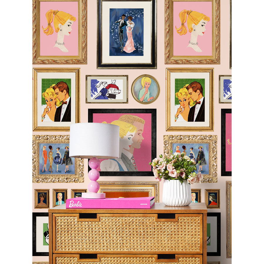 はがせる シール壁紙 wallshoppe / Barbie x wallshoppe / Gallery Walls Illustrated Peach