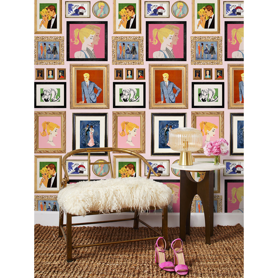 はがせる シール壁紙 wallshoppe / Barbie x wallshoppe / Gallery Walls Illustrated Pink