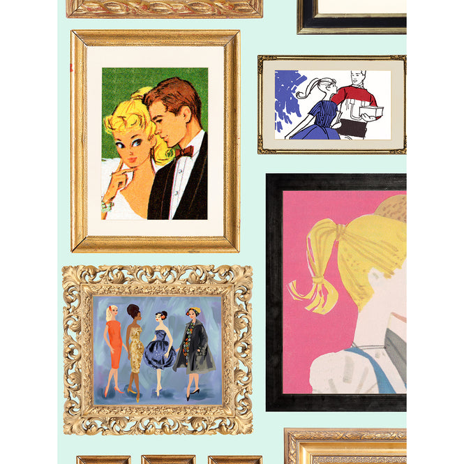 はがせる シール壁紙 wallshoppe / Barbie x wallshoppe / Gallery Walls Illustrated Robins Egg