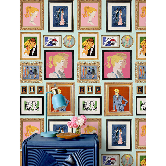 はがせる シール壁紙 wallshoppe / Barbie x wallshoppe / Gallery Walls Illustrated Robins Egg