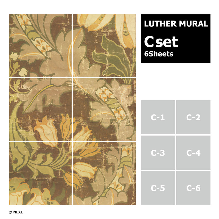はがせる 壁紙 【Hattan Pattern】NLXL BIG PATTERN "LUTHER" MURAL Cset HMRV-02C(6枚セット)
