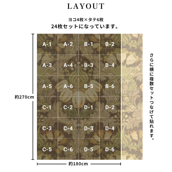 はがせる 壁紙 【Hattan Pattern】NLXL BIG PATTERN "LUTHER" MURAL HMRV-02 フルセット(24枚セット)