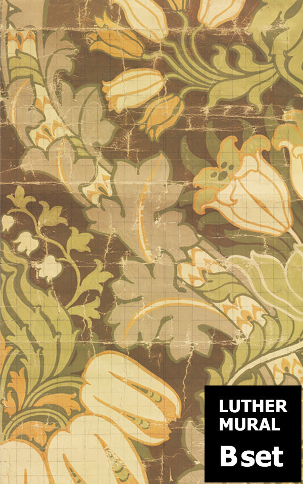 はがせる 壁紙 【Hattan Pattern】NLXL BIG PATTERN "LUTHER" MURAL Bset HMRV-02B(6枚セット)