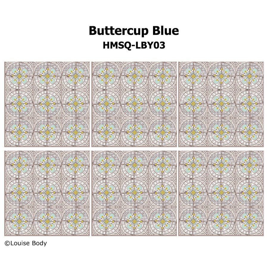 はがせる シール 壁紙【Hatte me! Square】Louise Body / Buttercup Blue HMSQ-LBY03(6枚セット)