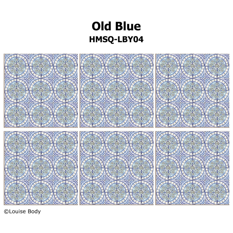 はがせる シール 壁紙【Hatte me! Square】Louise Body / Old Blue HMSQ-LBY04(6枚セット)