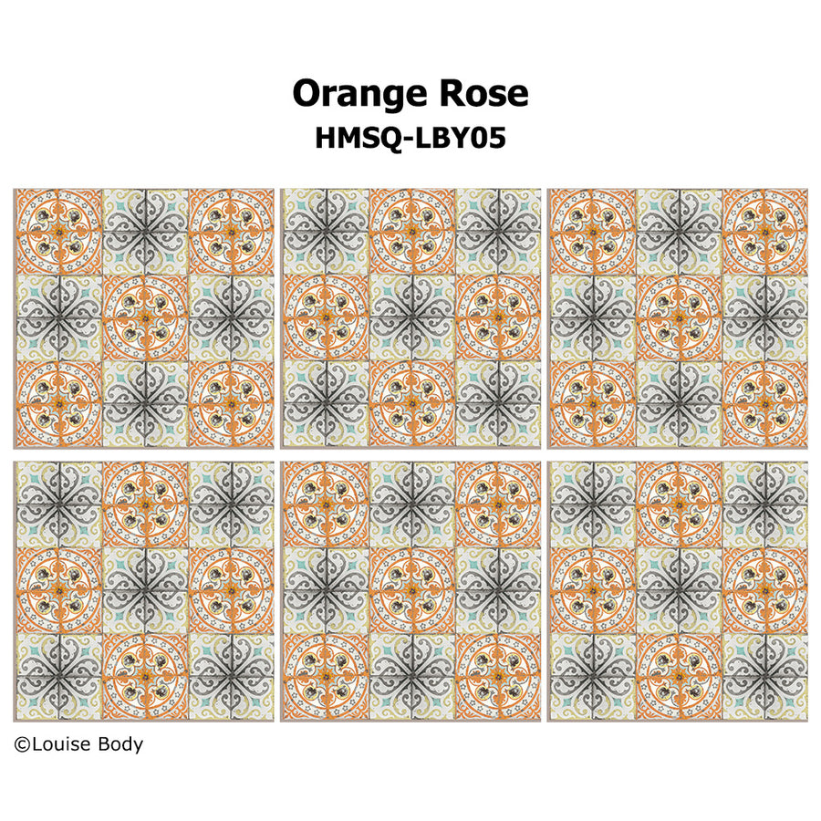 はがせる シール 壁紙【Hatte me! Square】Louise Body / Orange Rose HMSQ-LBY05(6枚セット)