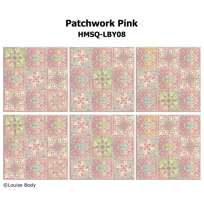 はがせる シール 壁紙【Hatte me! Square】Louise Body / Patchwork Pink HMSQ-LBY08(6枚セット)